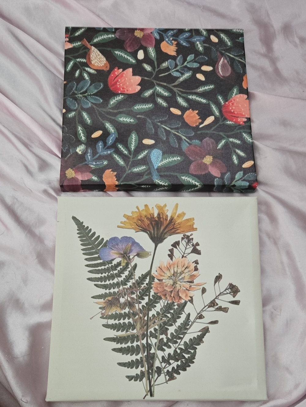 Floral Canvas Wall Art Set - Botanical Prints 8x8